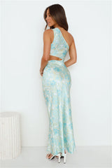 Poker Power Satin Maxi Dress Green