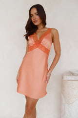 Smooth Seduction Satin Slip Dress Orange