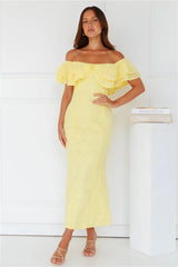 Moment Of Dance Off Shoulder Maxi Dress Yellow
