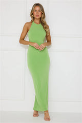 Rainforest Retreat Halter Maxi Dress Green