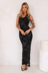 Flirty Moments Mesh Maxi Dress Black
