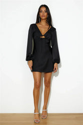 Dream Date Satin Mini Dress Black