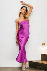 Cool Call Satin Maxi Dress Purple