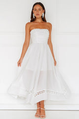 Goddess Of The Moon Strapless Midi Dress White