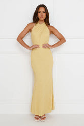 Statements Of Style Halter Maxi Dress Yellow