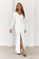 Your Style Guide Long Sleeve Maxi Dress White