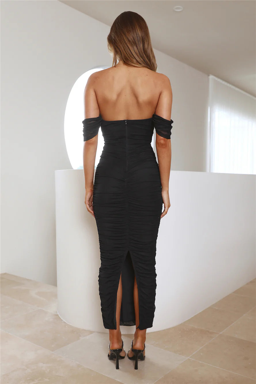 It's Pretty Mesh Maxi Dress Black