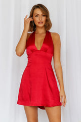 Spot In The Limelight Satin Dress Red