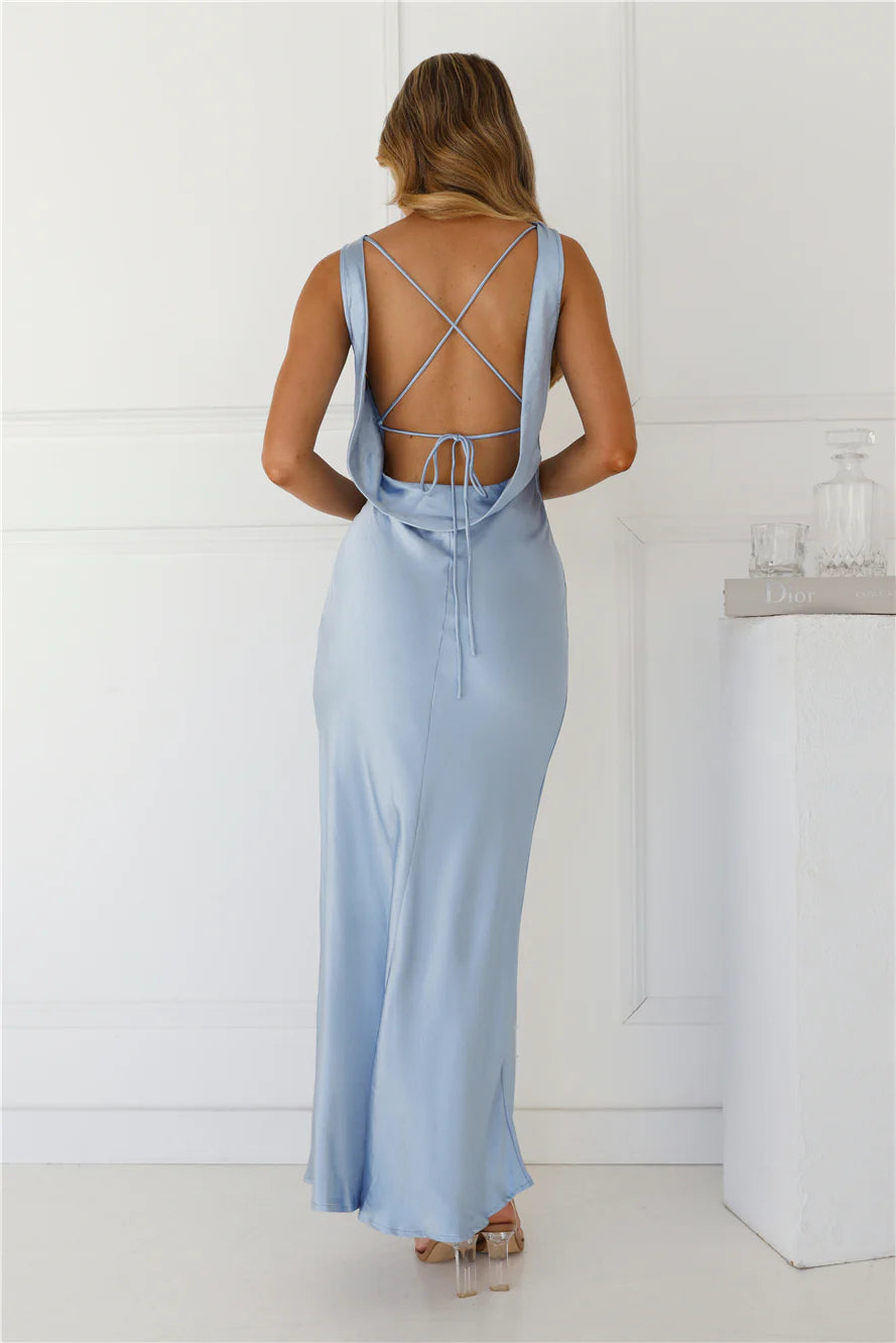 Rosalie Satin Maxi Dress Blue