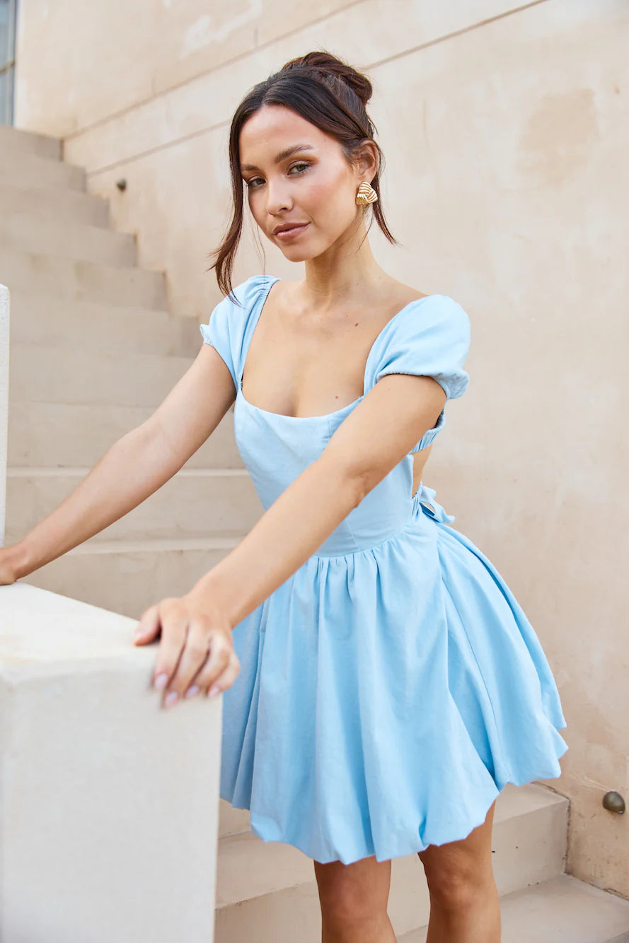 Picnic Posy Mini Dress Blue