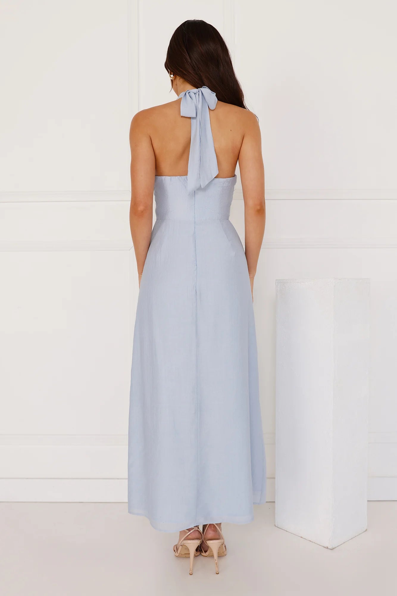 Paris Afternoon Halter Maxi Dress Blue