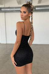 Embellished Mini Dress in Black