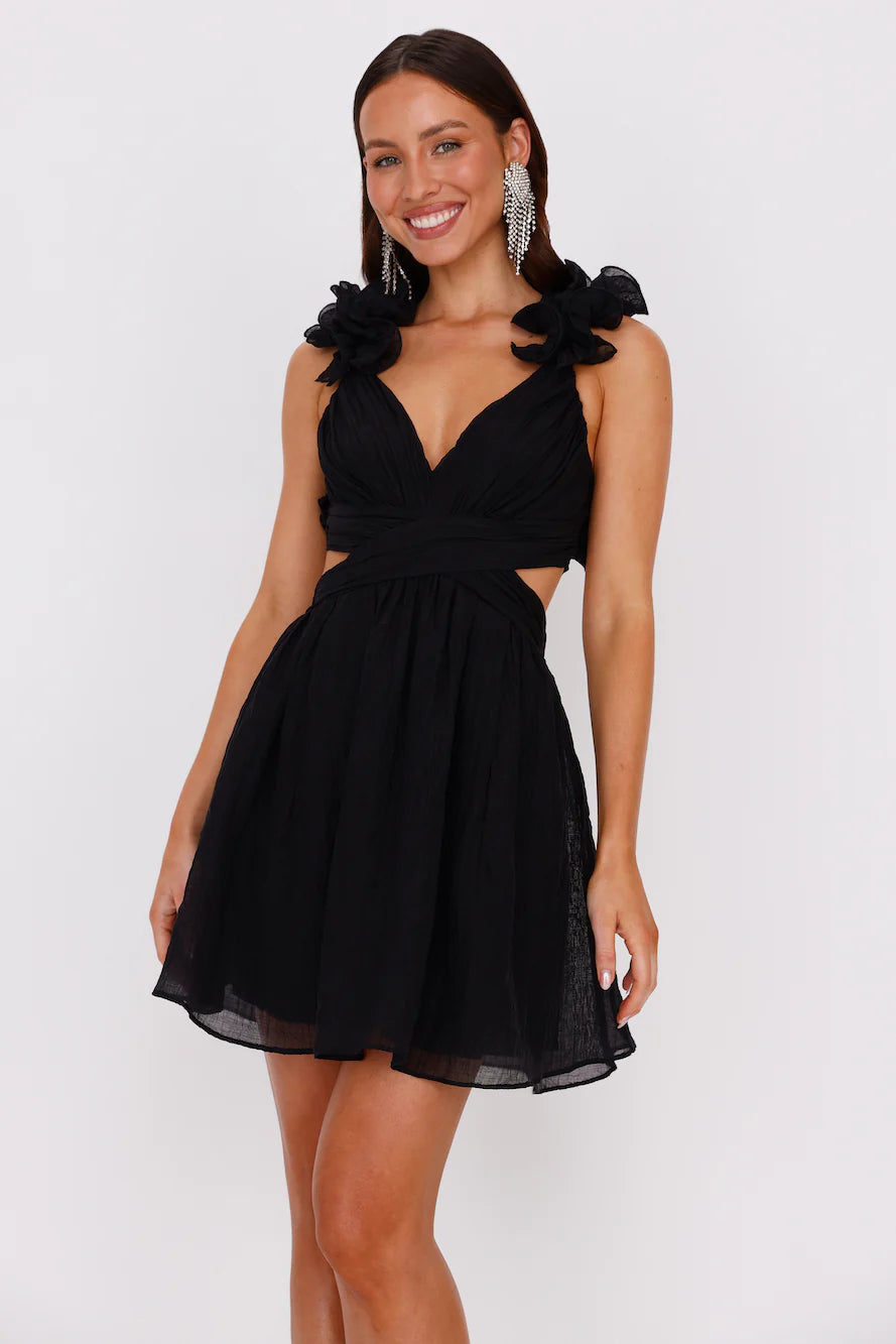 Rainbow Sunsets Mini Dress Black