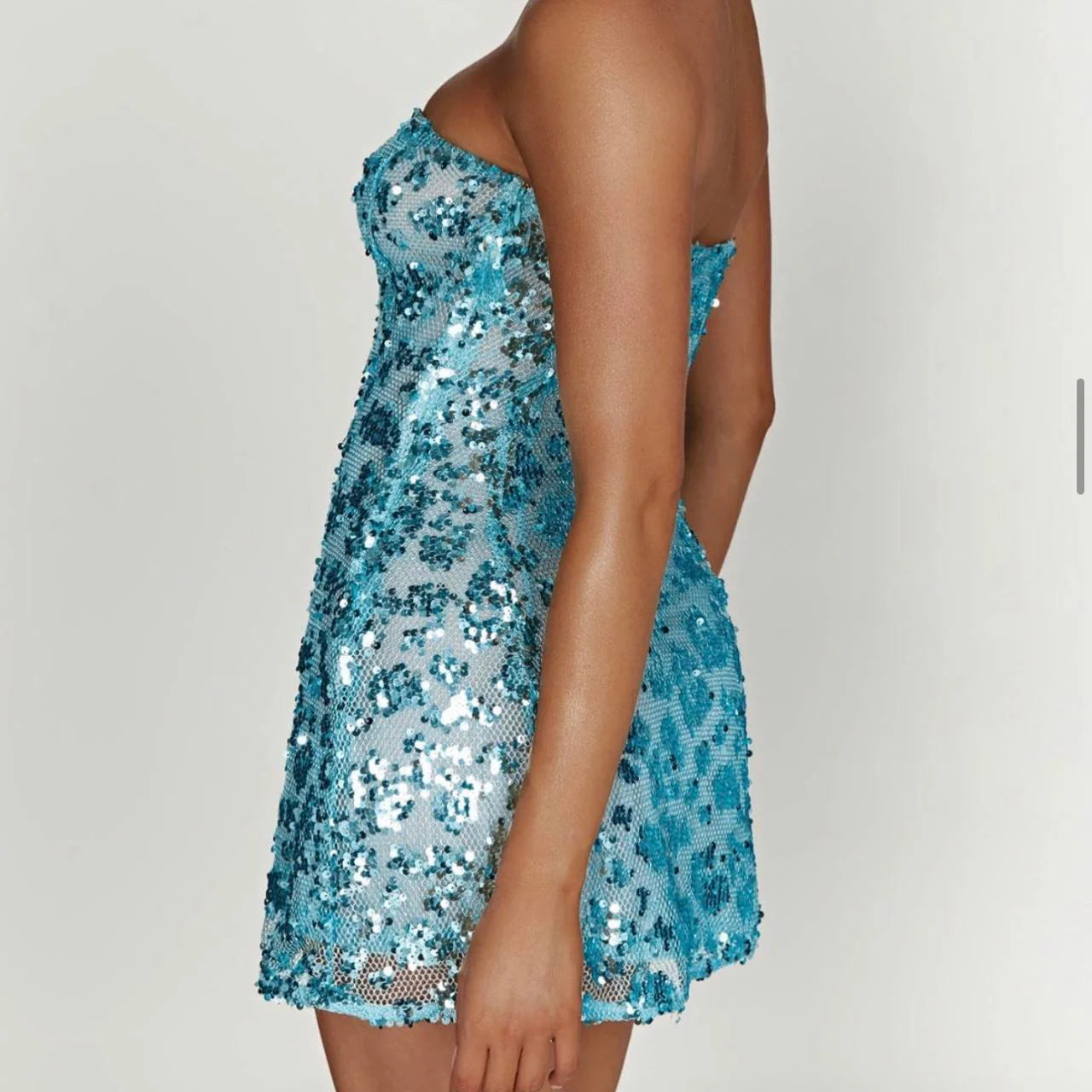 meshki everleigh strapless sequin mini dress -...