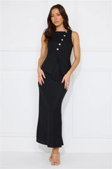 Days In Linen Blend Top Black