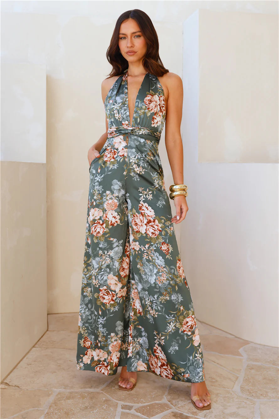 Nights In The Caribbean Jumpsuit Green