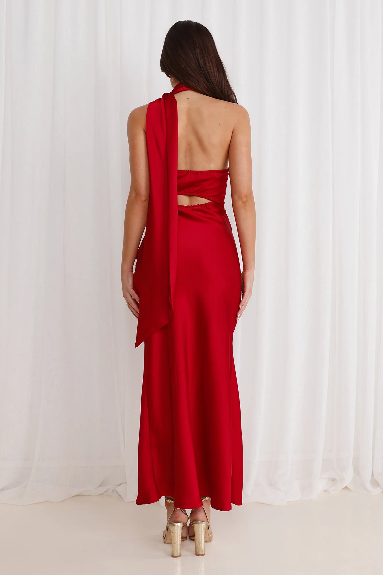 Francesca Satin Midi Dress Maroon