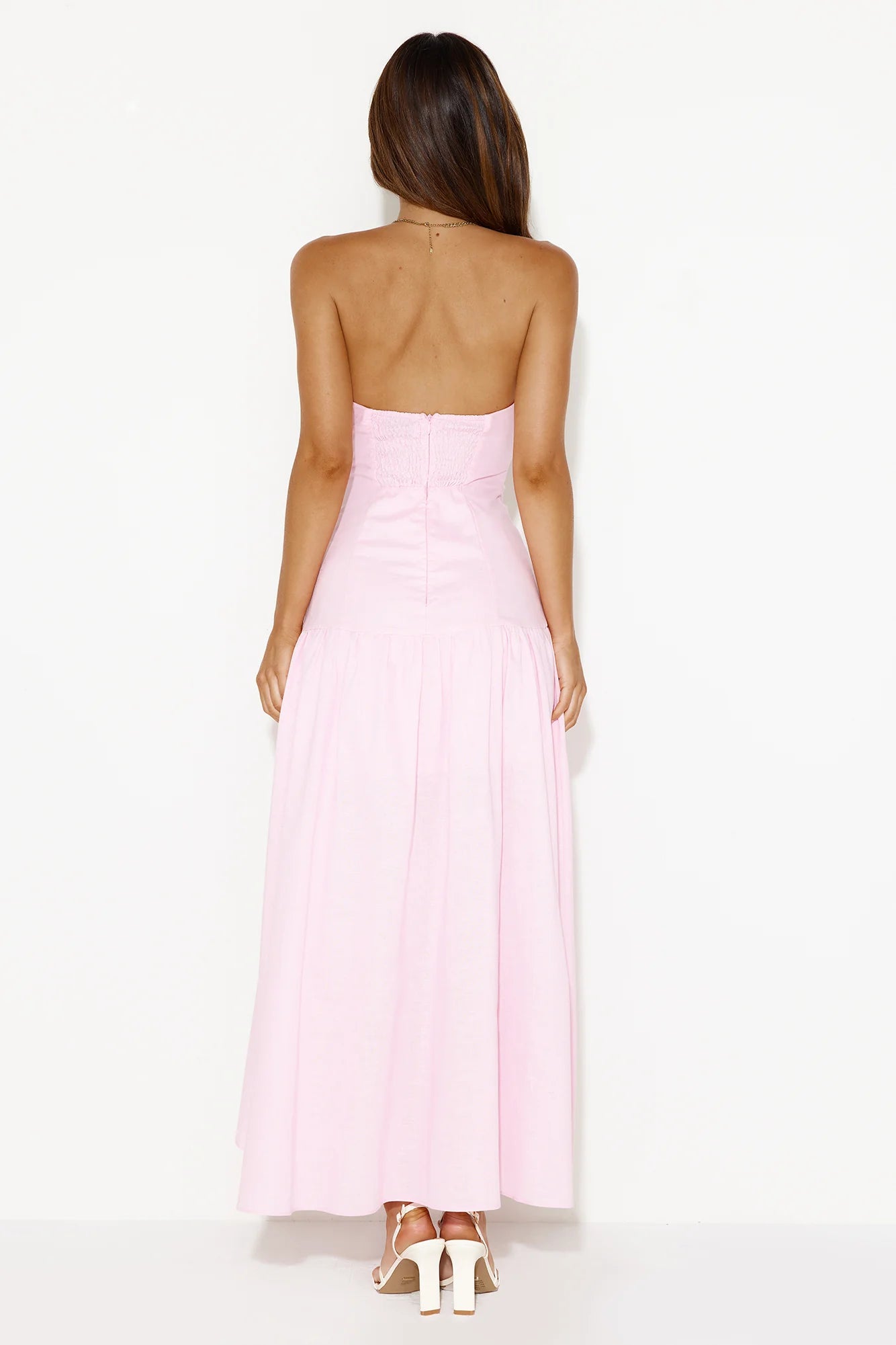 Carnival Candy Floss Strapless Midi Dress Pink