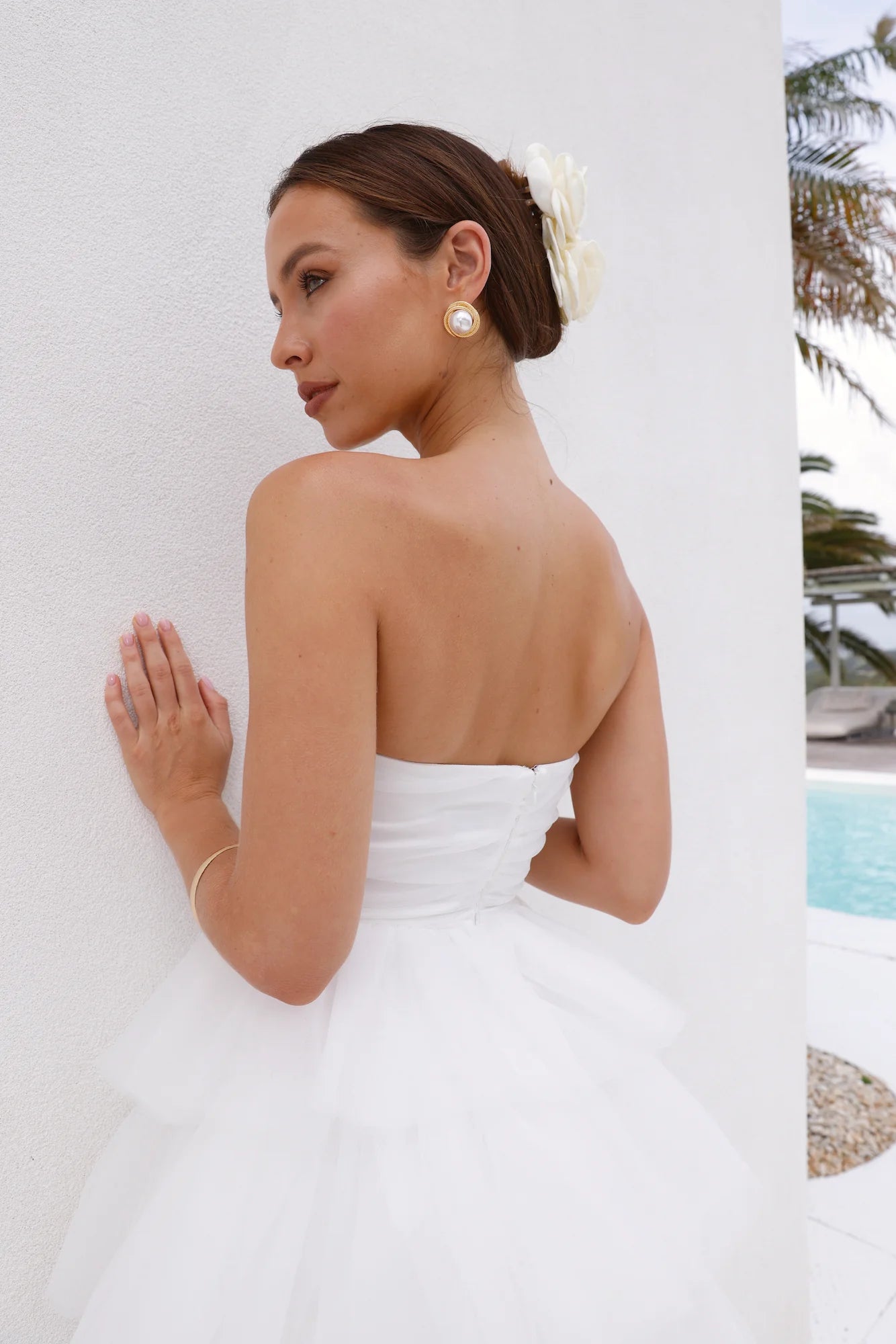 Secret Soirée Tulle Strapless Mini Dress White