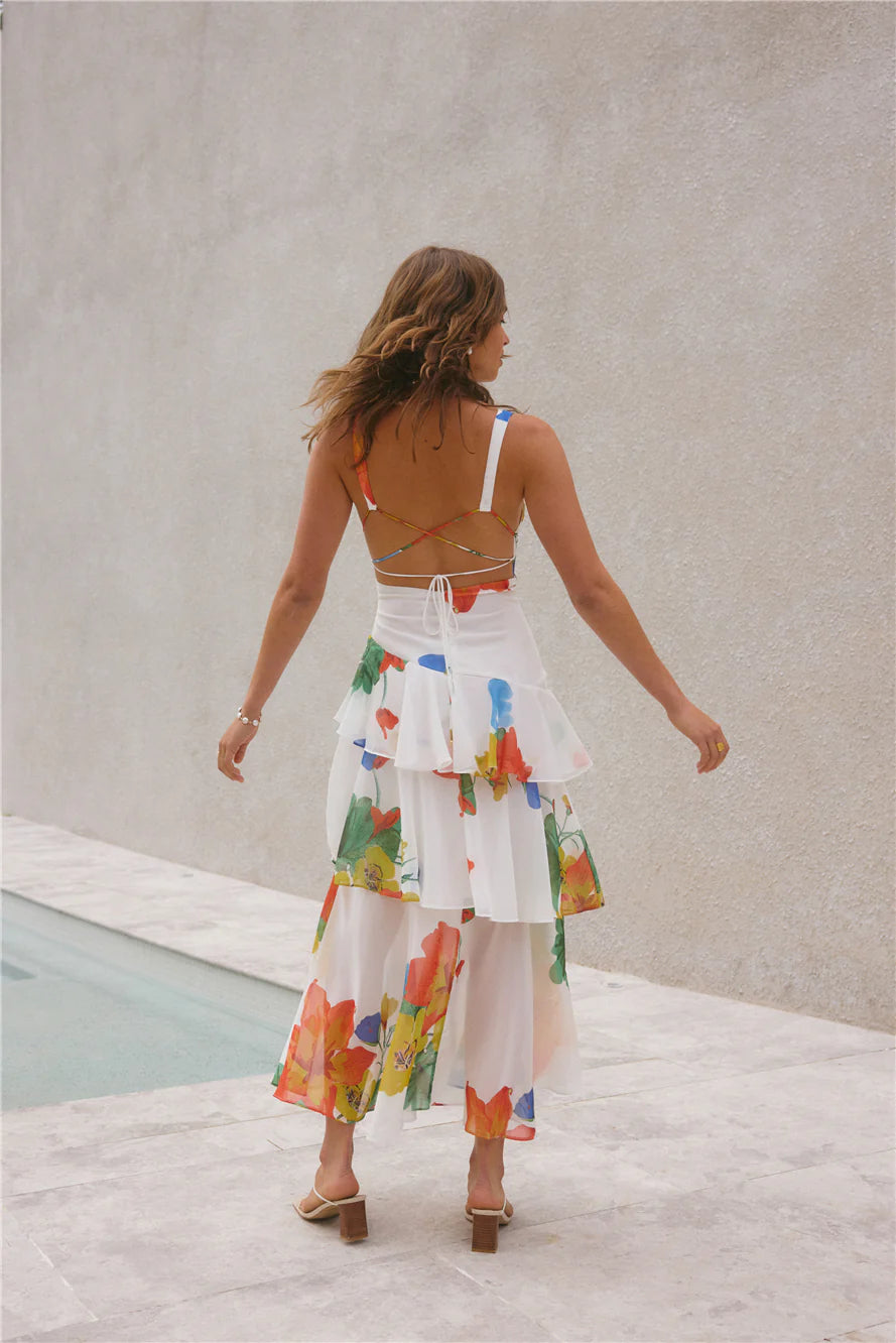 Rosewater Reverie Maxi Dress White