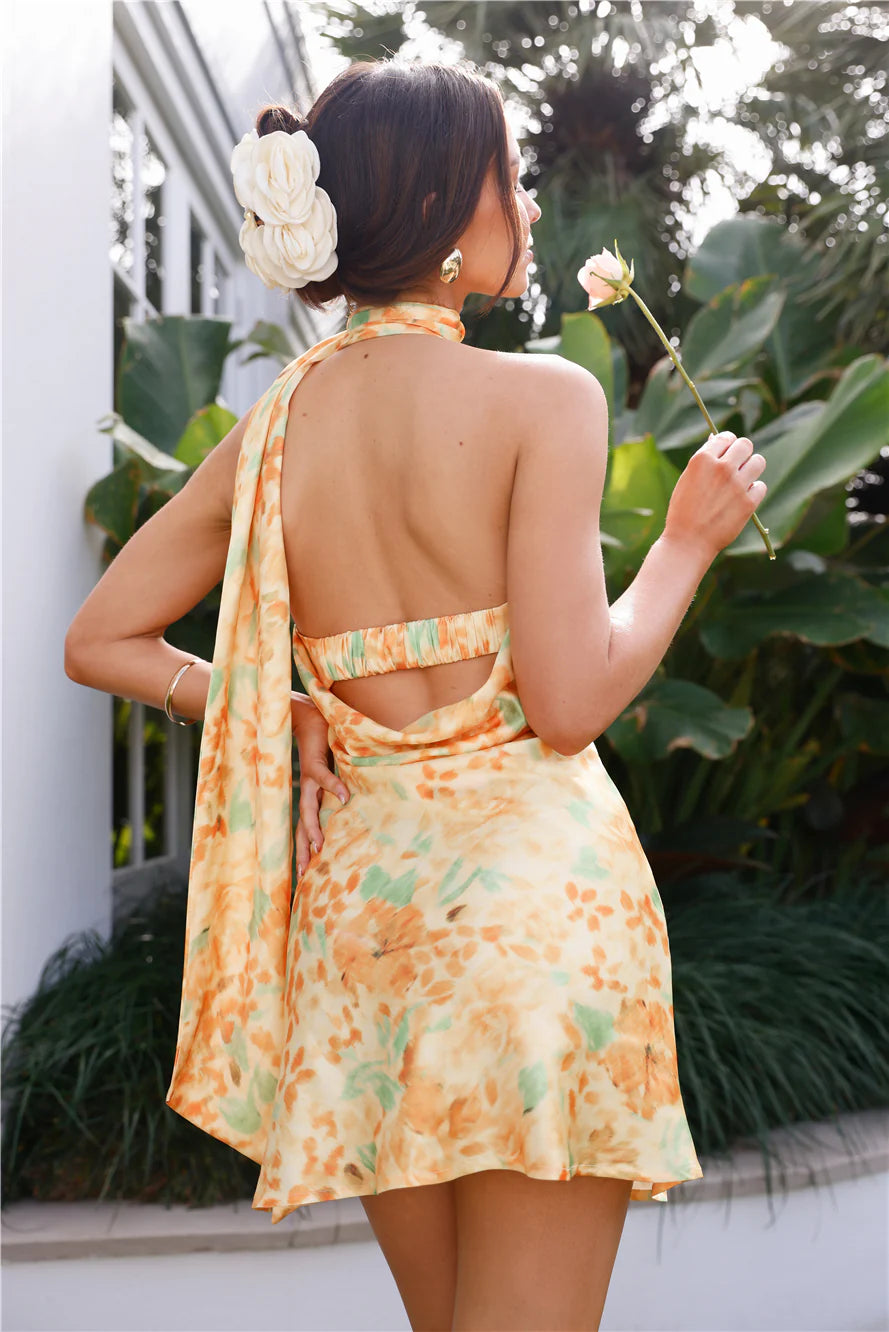 Luxe Arrival Satin Mini Dress Yellow