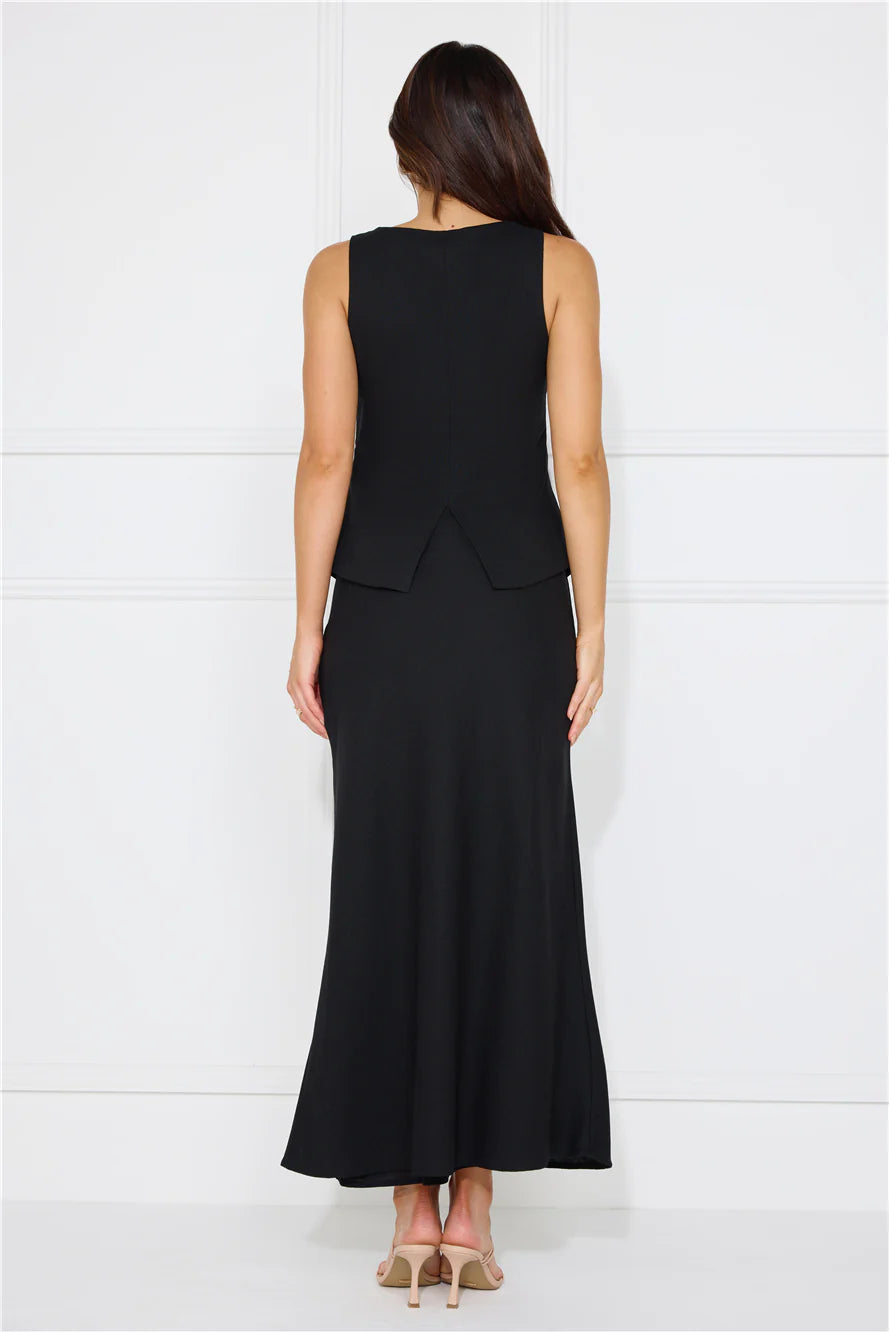 Days In Linen Blend Top Black