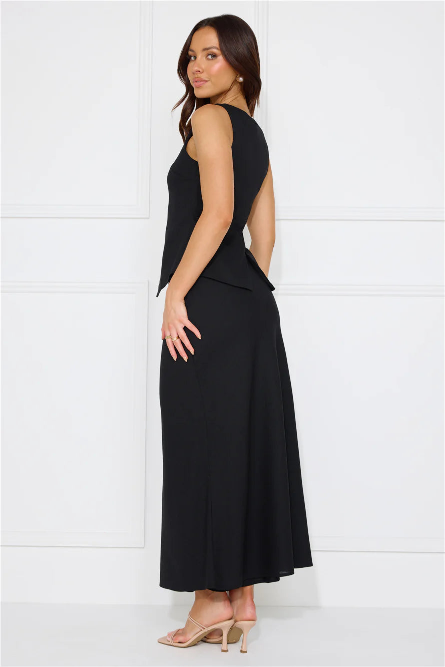 Days In Linen Blend Top Black