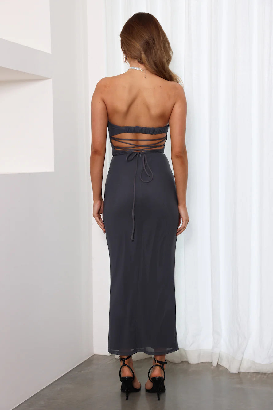 Look In The Mirror Mesh Midi Dress Grey