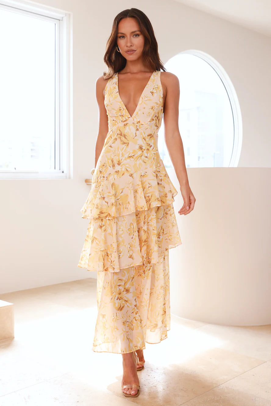 Waves Of Warmth Maxi Dress Yellow