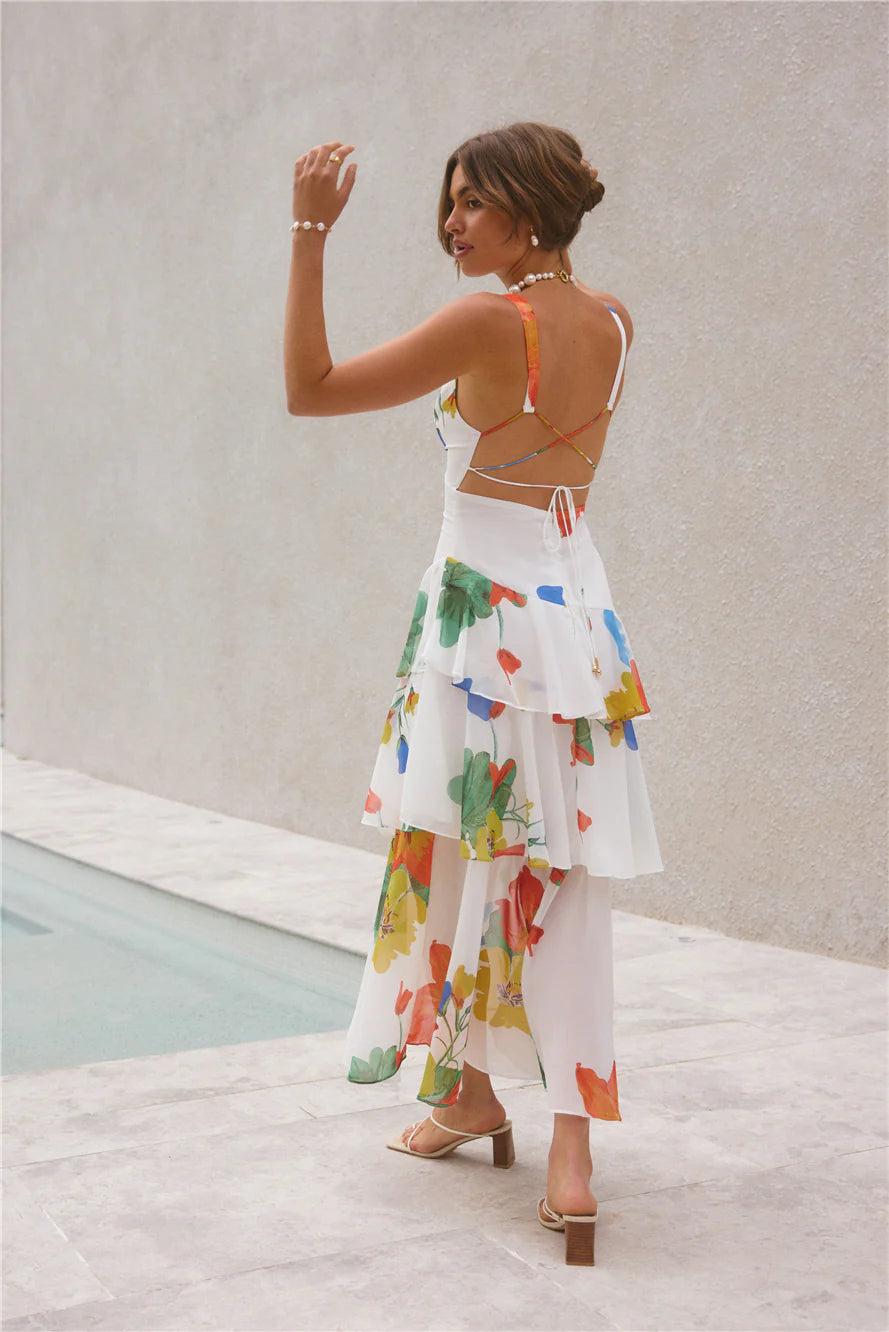 Rosewater Reverie Maxi Dress White