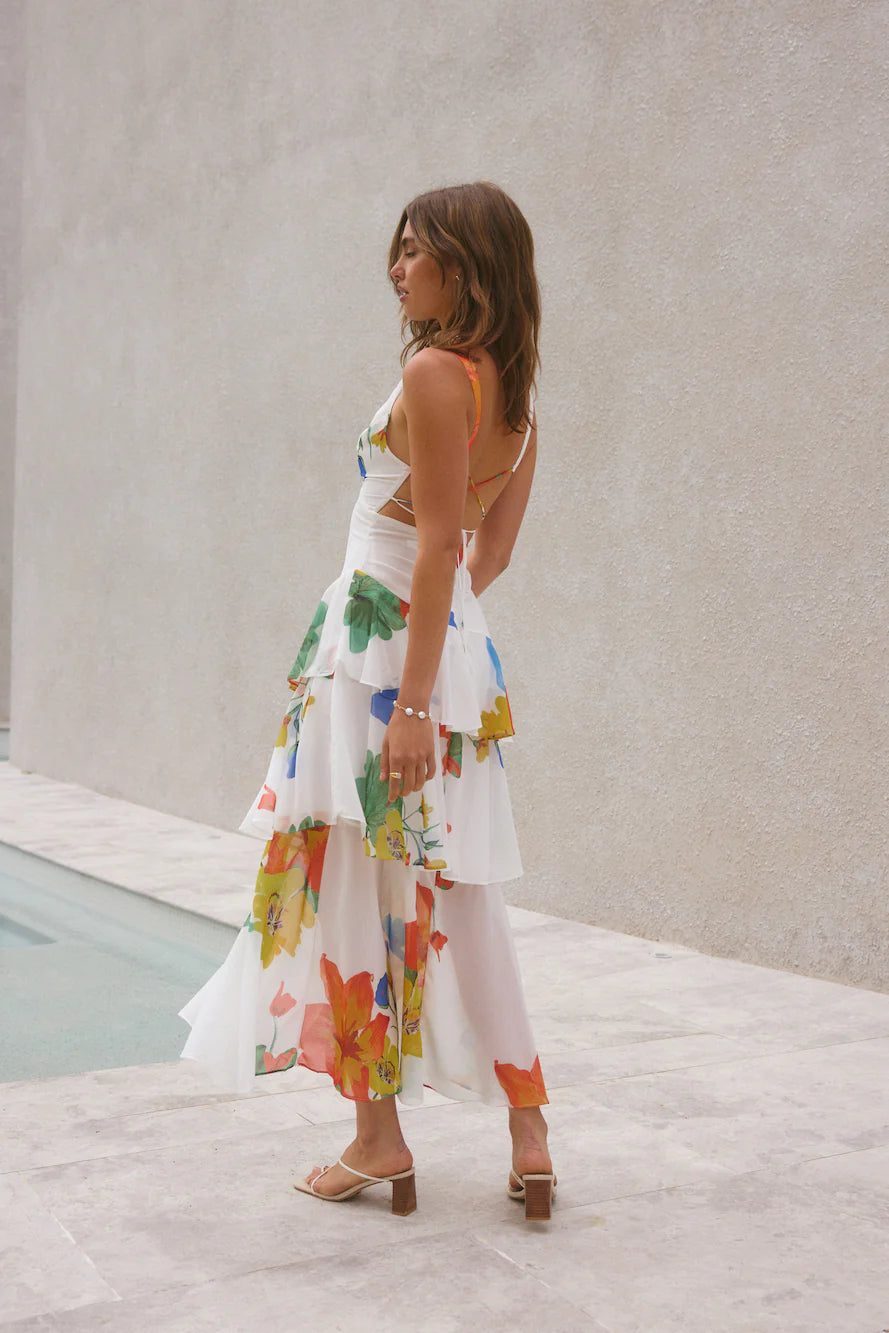 Rosewater Reverie Maxi Dress White