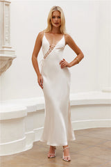 Hideaway Place Satin Maxi Dress Champagne