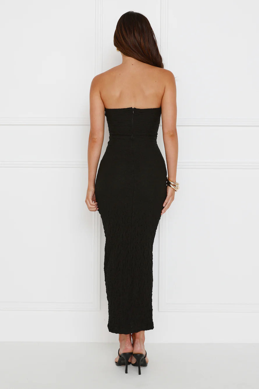 Majestic Heights Strapless Midi Dress Black