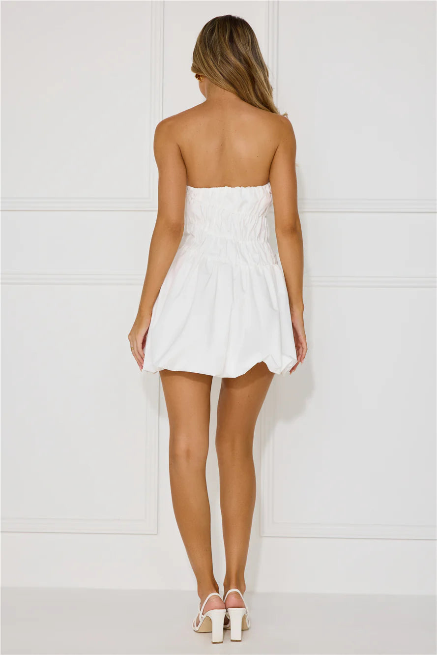 Maddi Strapless Bubble Mini Dress White