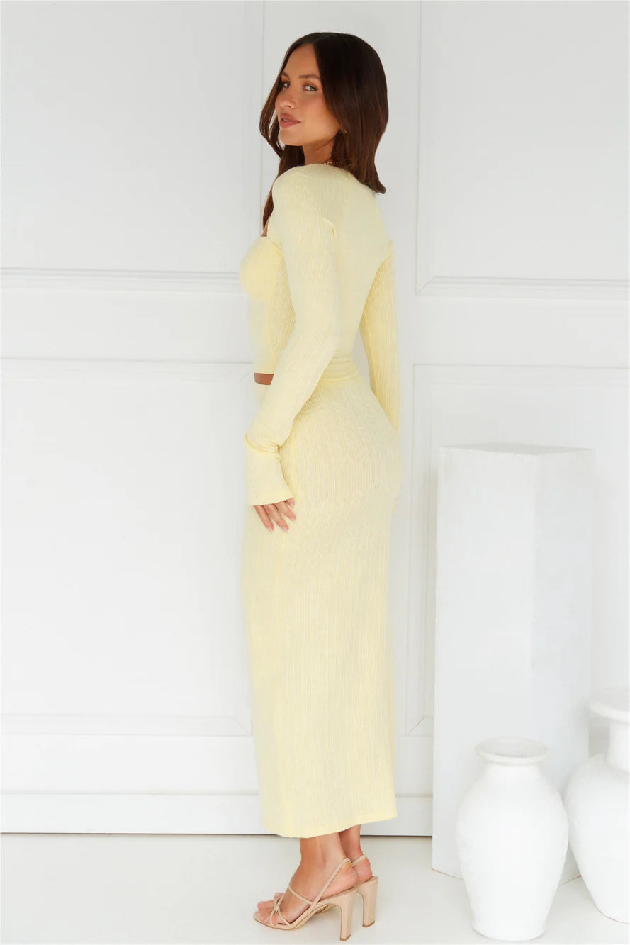 Warmth Of Sunshine Long Sleeve Crop Top Lemon