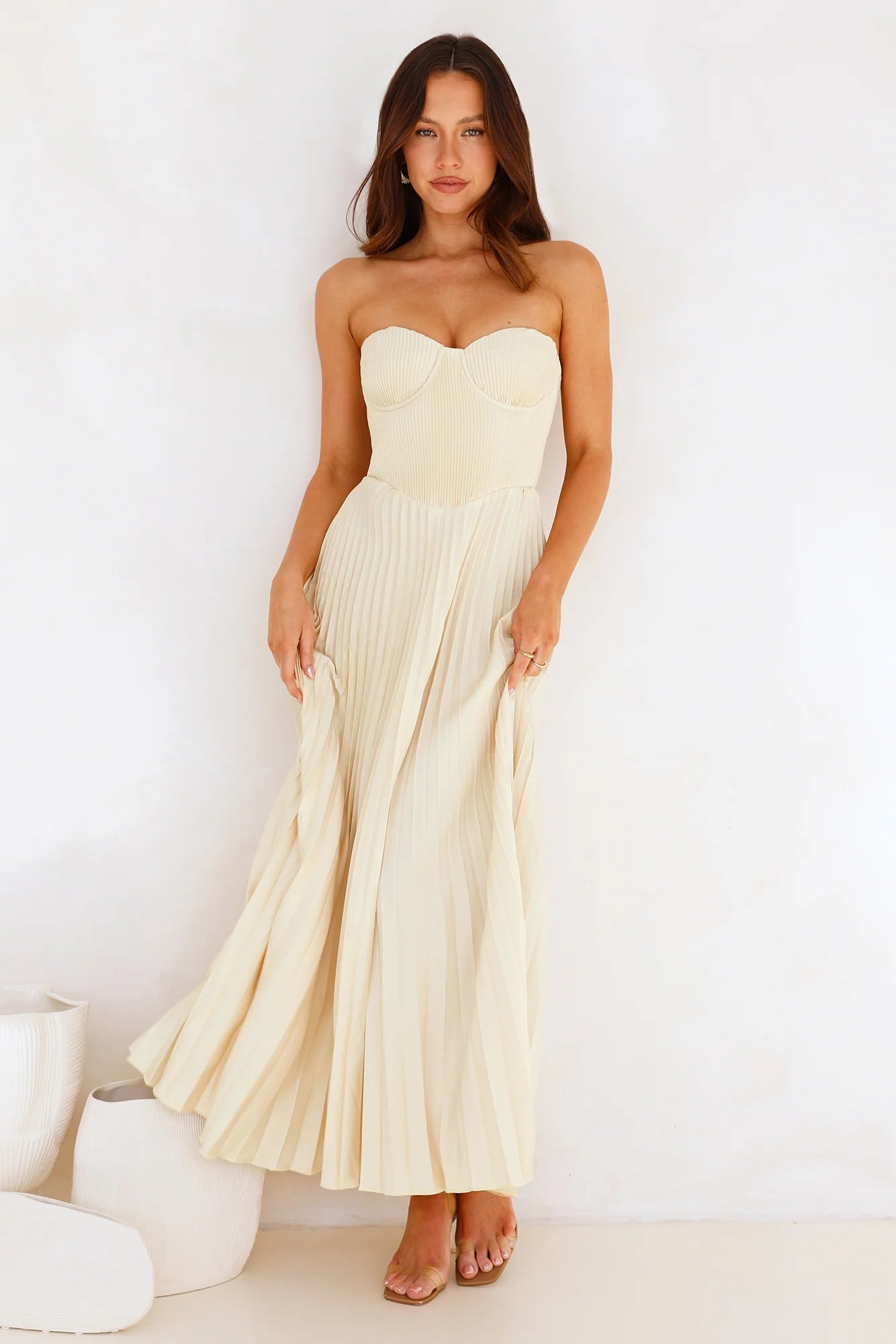 Sunflower Serenity Plisse Maxi Dress Yellow