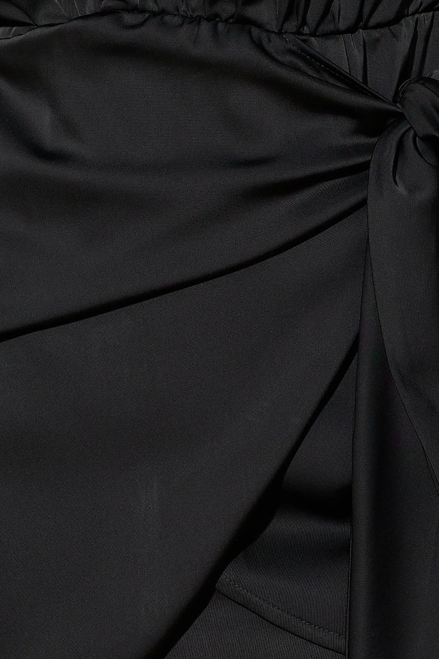 Goddess Style Satin Mini Dress Black
