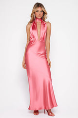 Luxury Events Satin Maxi Dress Pink