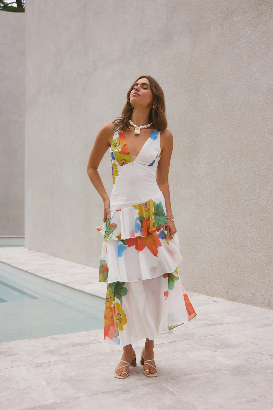 Rosewater Reverie Maxi Dress White