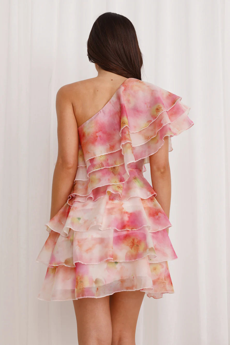 High Energy One Shoulder Mini Dress Pink