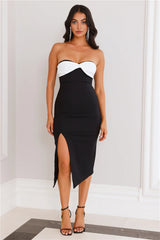 Luxurious Legacy Strapless Midi Dress Black