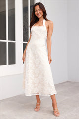 Disco Daze Halter Midi Dress White