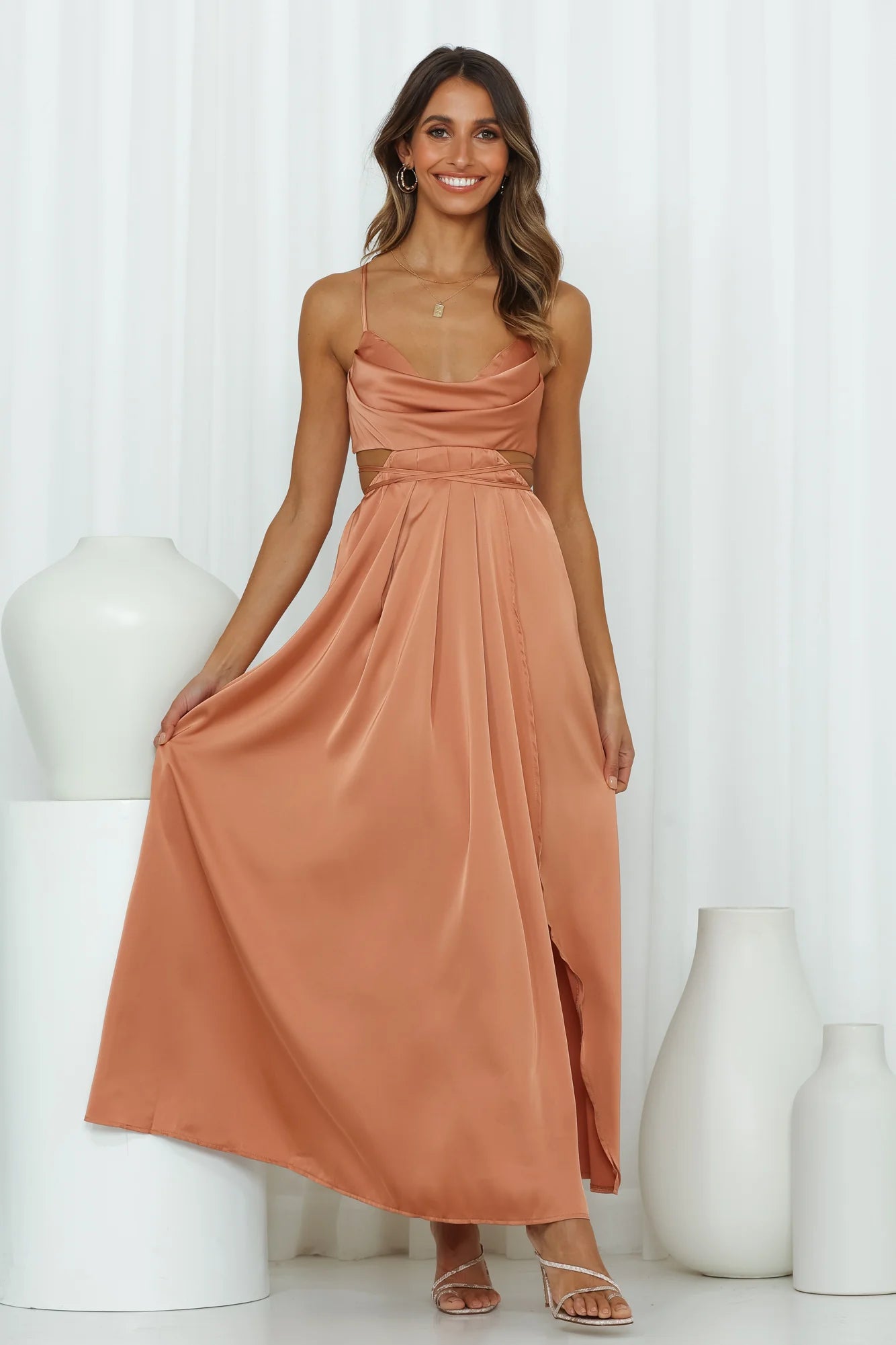 Reveal Your Mind Midi Dress Brown