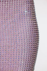 Embellished Extreme Cowl Neck Halter Mini Dress in Lilac