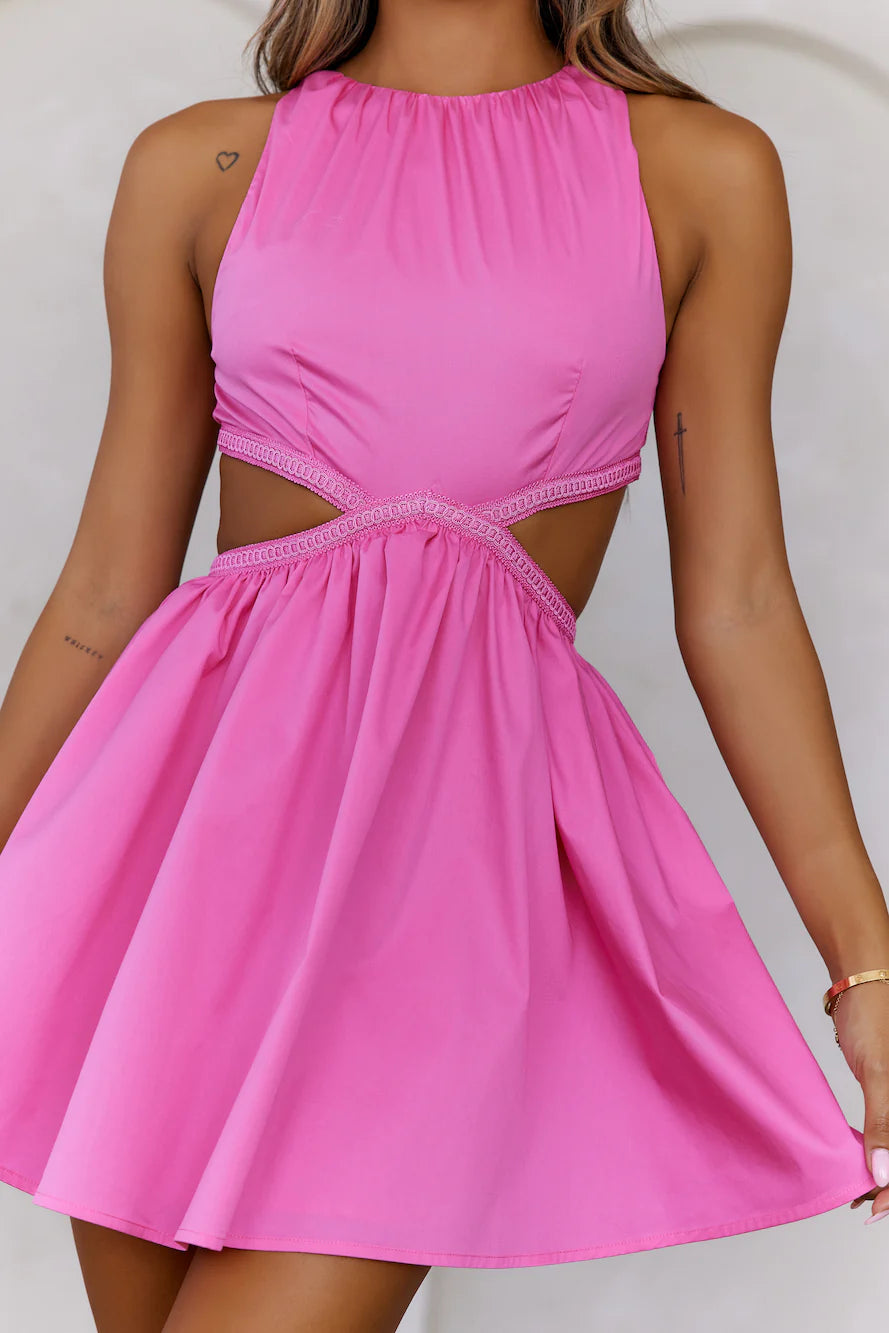 Golden Glimpse Mini Dress Pink