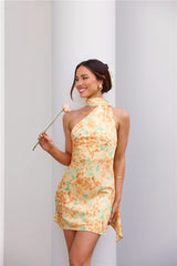 Luxe Arrival Satin Mini Dress Yellow