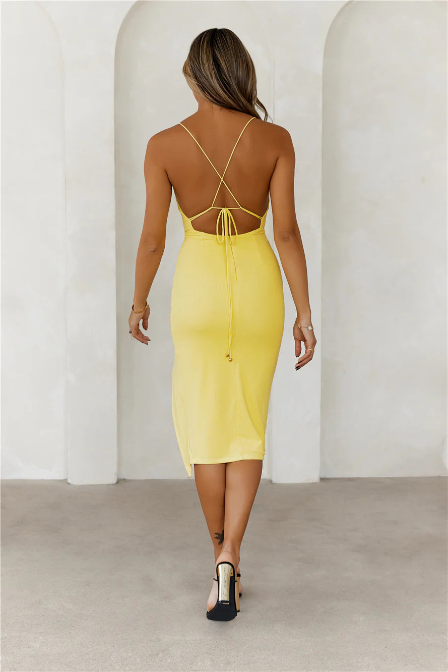 Her Glow Up Midi Dress Yellow