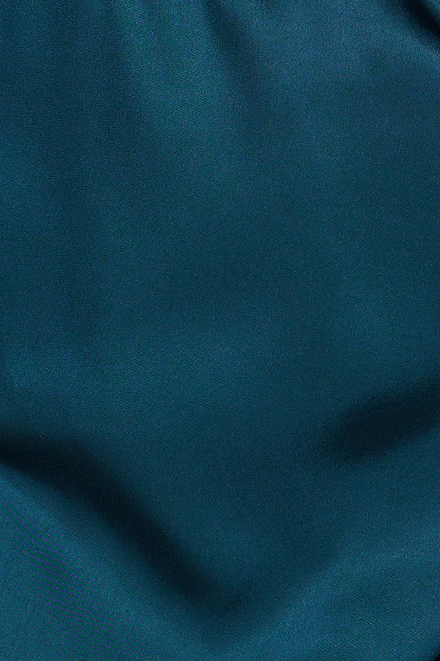 Goddess Lines Satin Mini Dress Teal