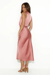 Distant Love Satin Maxi Dress Rose