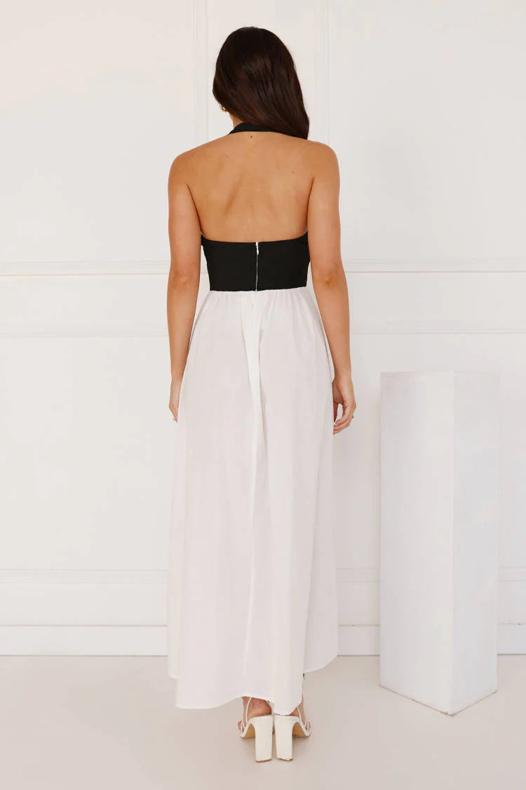 Sea Foam Halter Midi Dress White